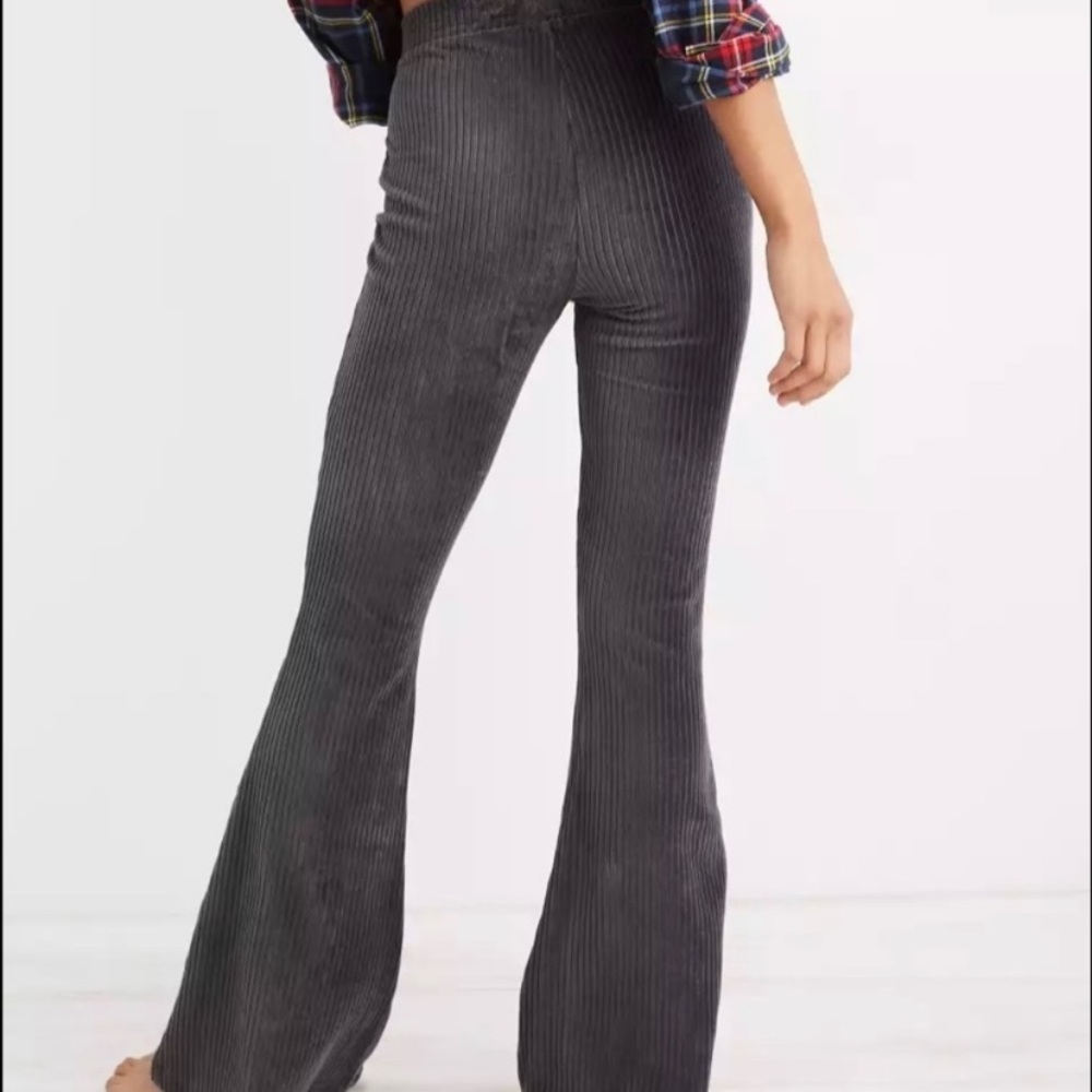 Aerie Velour High Waisted Flares Gray